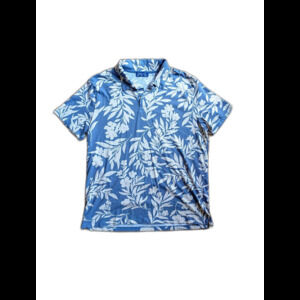 Cotton & Co Hawaiian Floral Polo Shirt Blue Mens L